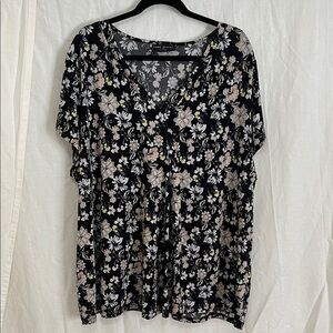 Lane Bryant Black Floral Women's Blouse